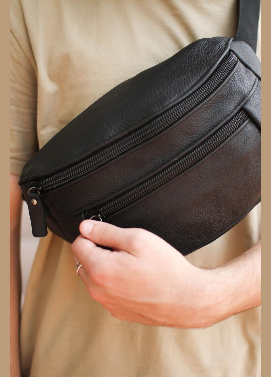 Сумка на пояс чоловіча з натуральної шкіри флотар SL004 (Чорна) SKILL (323427258)