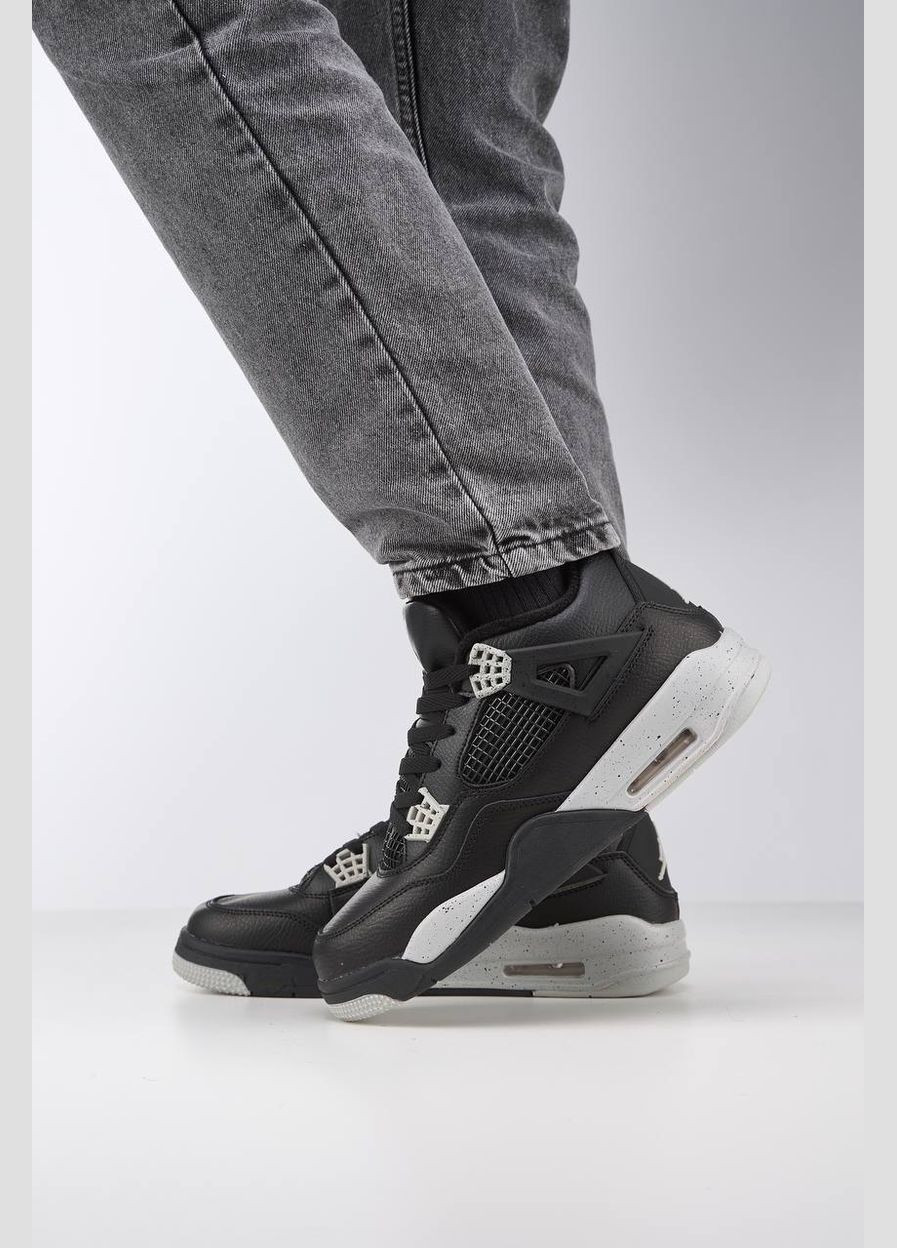 Чорні Зимовий кросівки зимові чоловічі і жіночі nike air jordan 4 winter black white fur | найк аір джордан 4 чорні білі з хутром No Brand