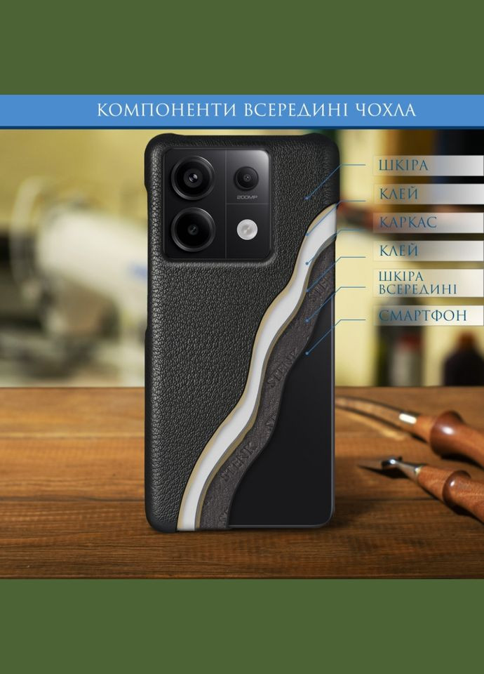 Шкіряна накладка Cover для Xiaomi Redmi Note 13 Pro 5G Чорна (76009) Stenk (289370081)
