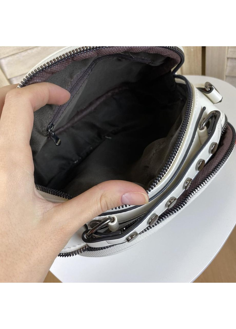 Сумка-клатч женская молочная из искусственной кожи с плечевым ремнем и змеиным принтом ProDobro (363259592)