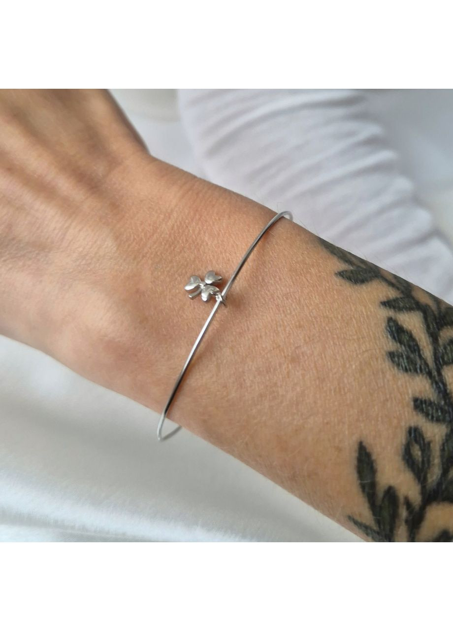 Срібний браслет без каменів з підвіскою Конюшина 18 - 20 см срібло 925 проби Родоване 75321бр 2.40г Nobrand (363969098)