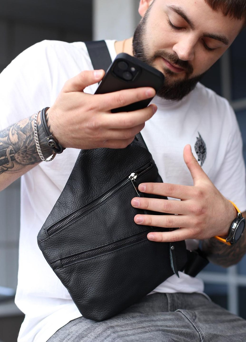 Кросс-боди из натуральной зернистой кожи Vishnya (317842733)