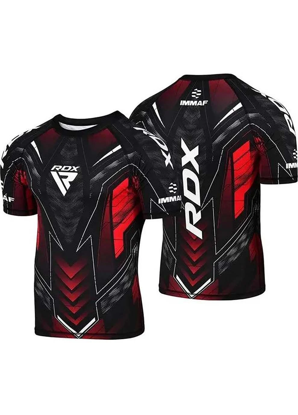 Комбінована рашгард compression shirt half sleeves immaf-1 чорний, червоний RDX
