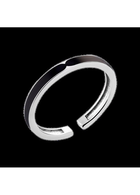 Срібна каблучка з чорною емаллю тонка незамкнута No Brand (354721326)