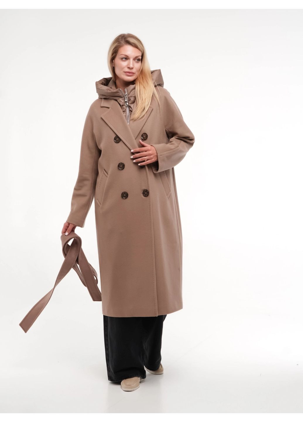 Темно-бежеве демісезонне Пальто Темно-бежеве + Жилет Esmeralda