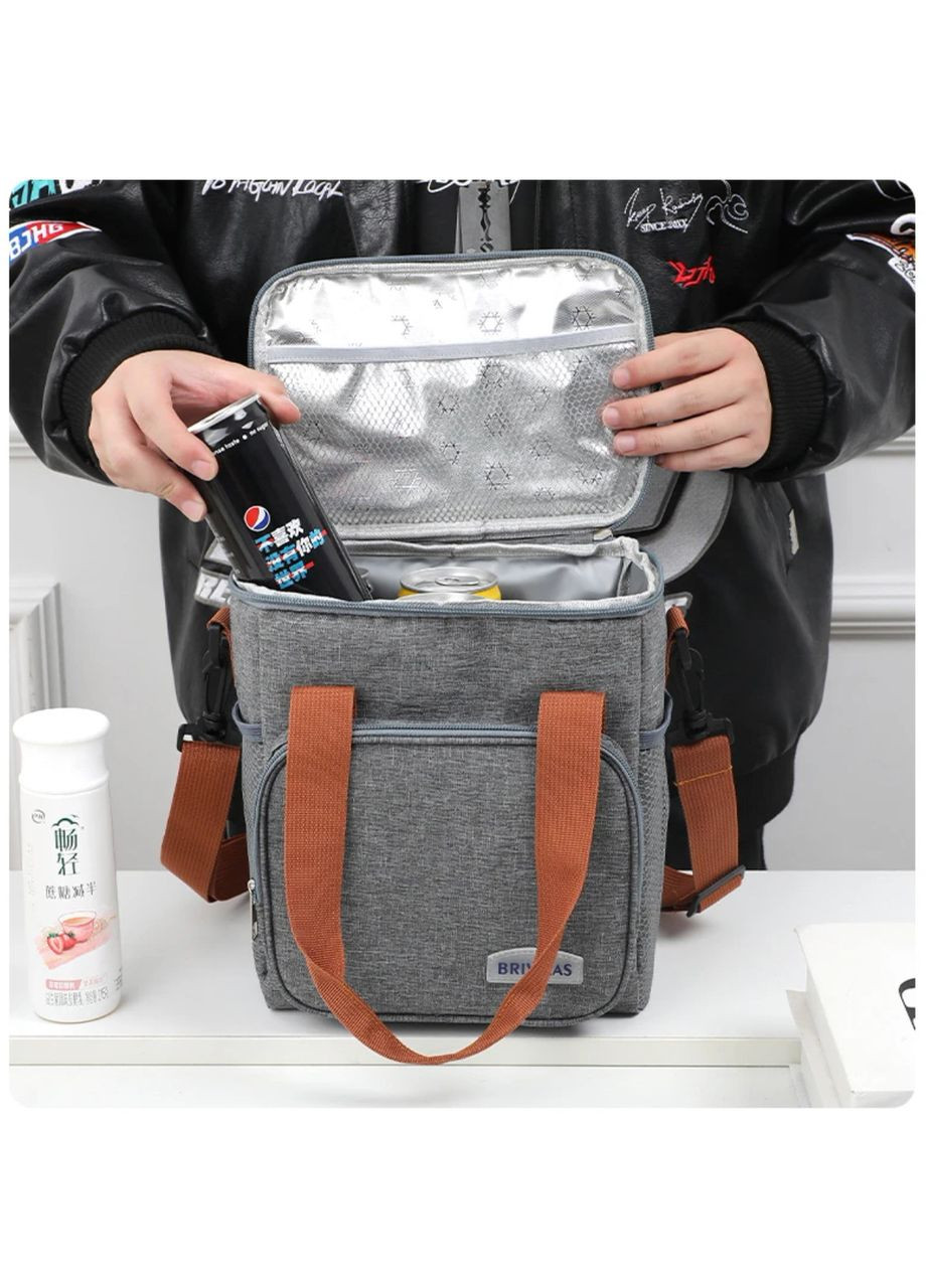 Вместительный большой термо ланч бег - сумка для обедов с карманом, сумка холодильник No Brand (329142089)