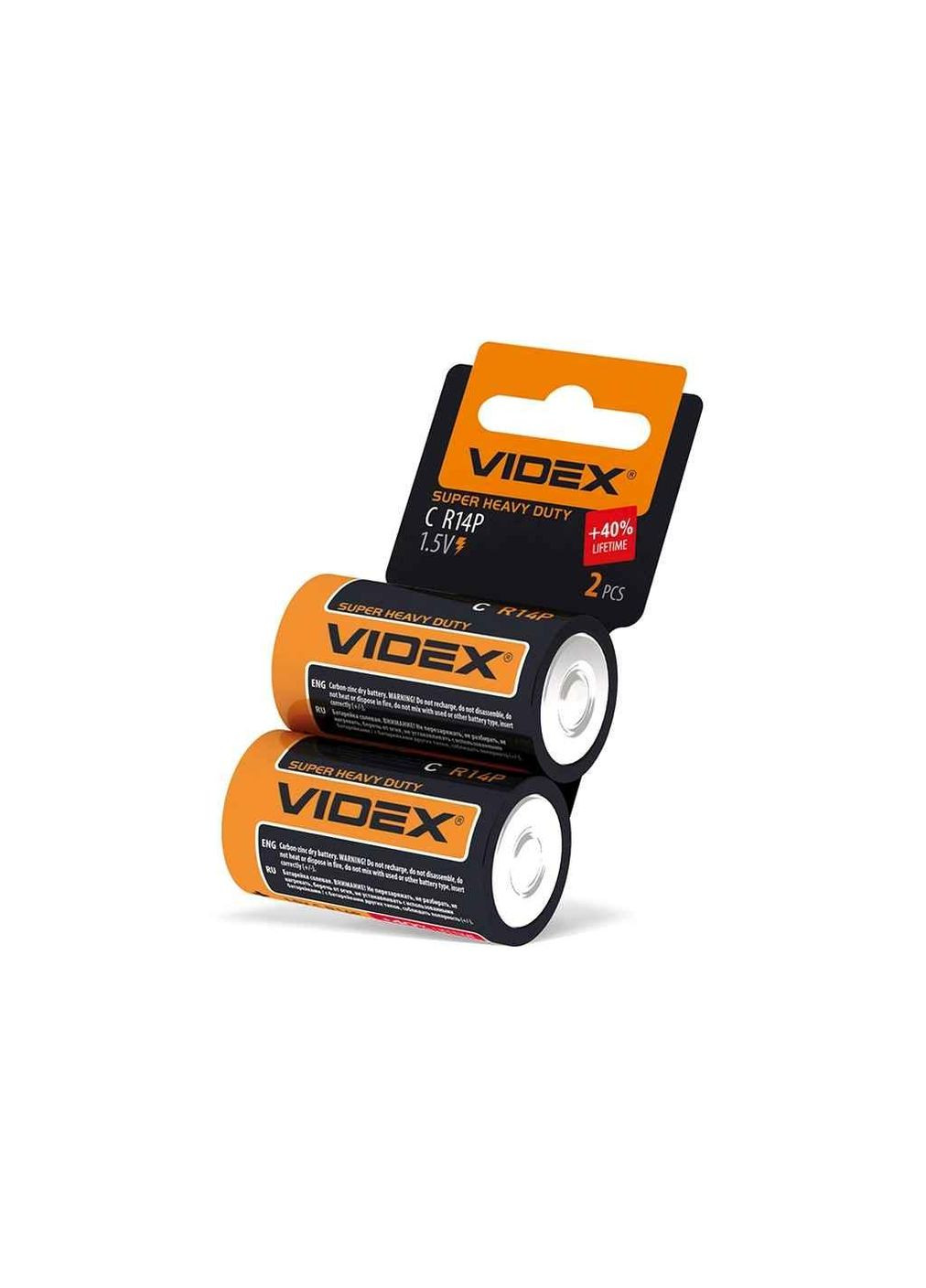 Батарейка солевая R14 2шт R14P/C SHRINK CARD /21155 ТМ Videx (304642610)
