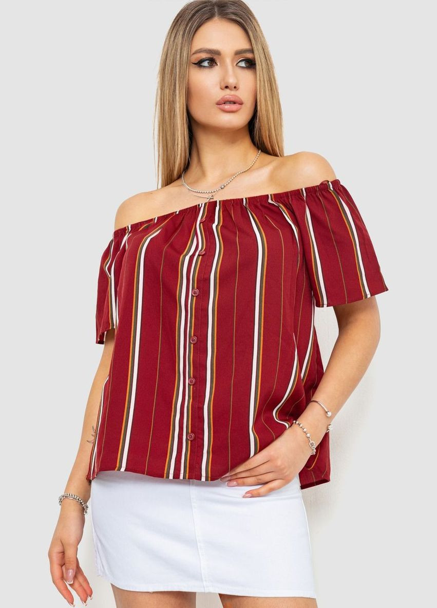 Бордовая демисезонная блуза в полоску, цвет бордовый, Ager