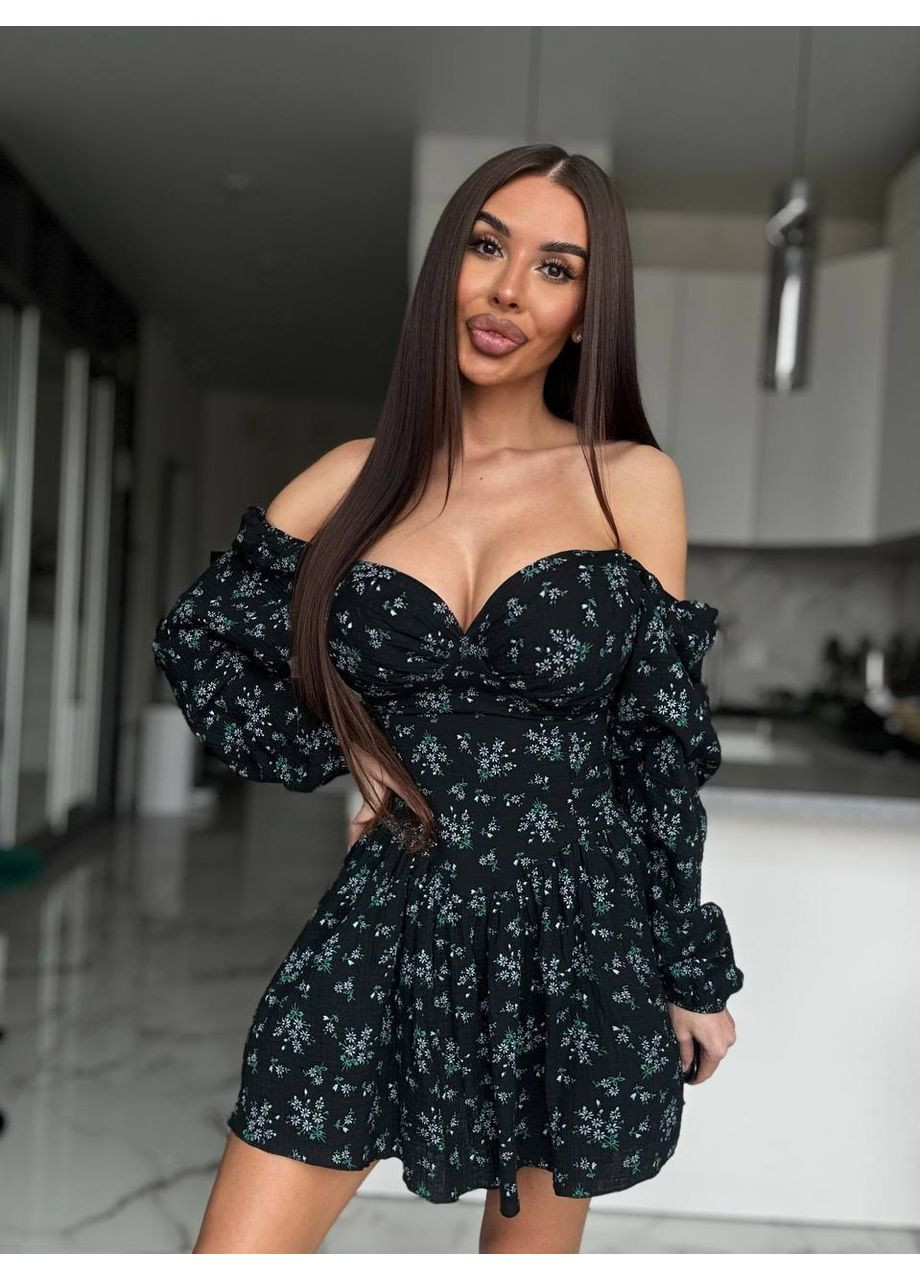 Жіноча коротка сукня комбінезон з квітковим принтом Україна (355803292)