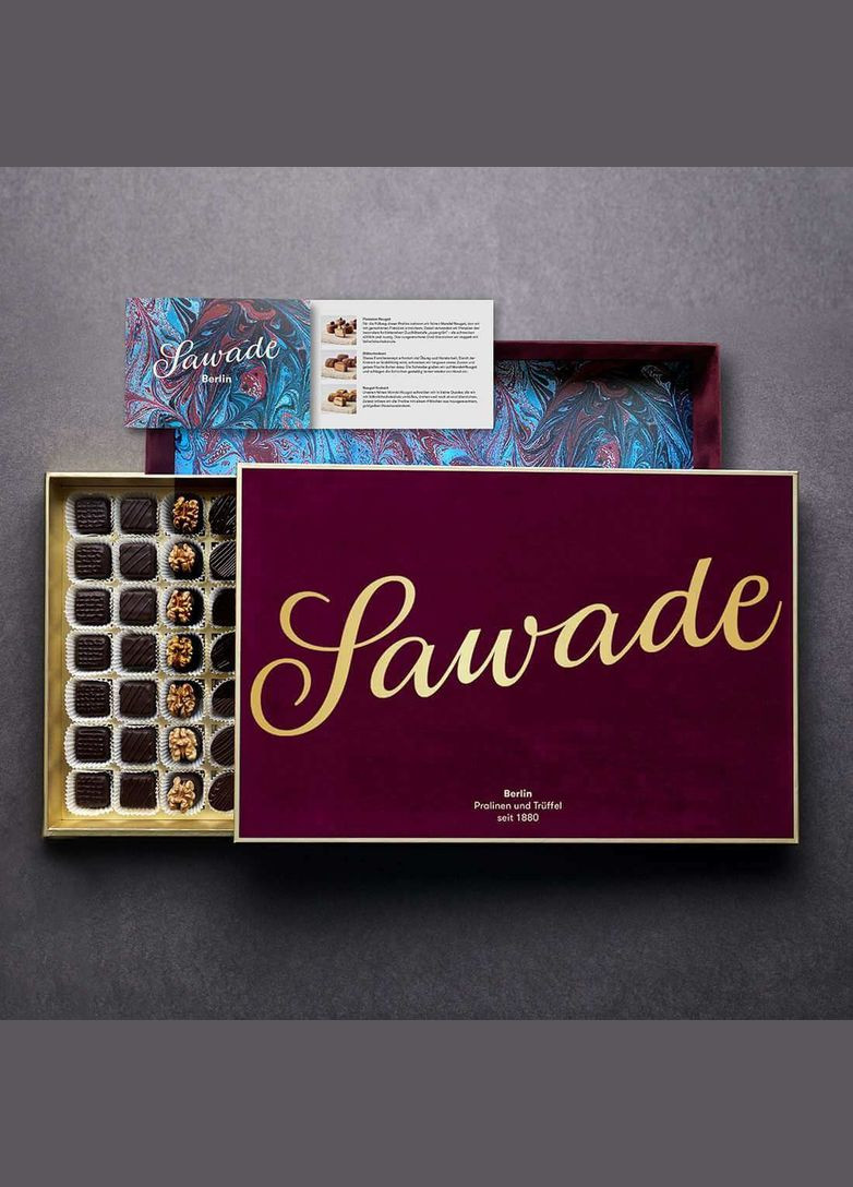 Набір шоколадних цукерок у оксамитовій подарунковій коробці Berlin (870 гр 77 штук) Sawade (292132778)