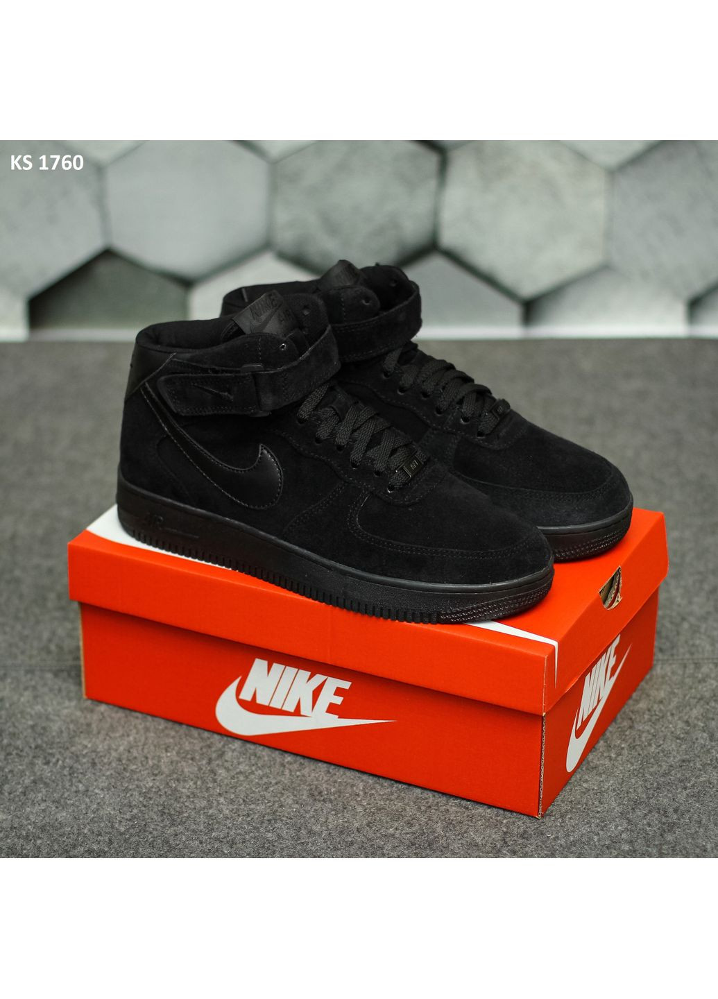 Черные демисезонные кроссовки мужские nike air force 1 07 high black найк аир форс 1 премиум No Brand