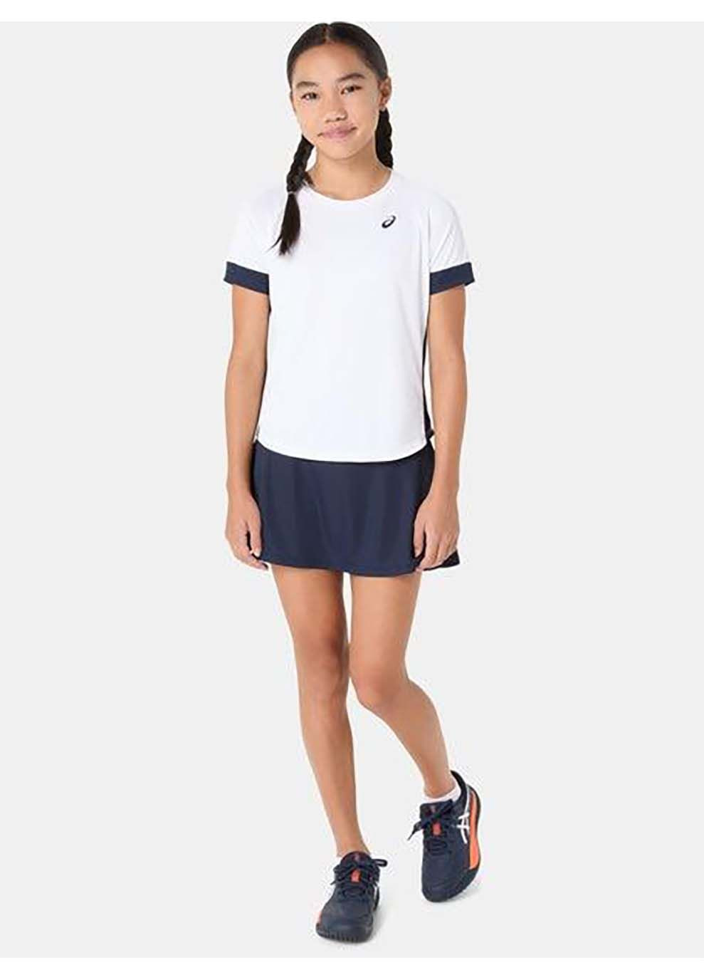 Комбінована літня дитяча футболка girls tennis ss top білий рожевий Asics