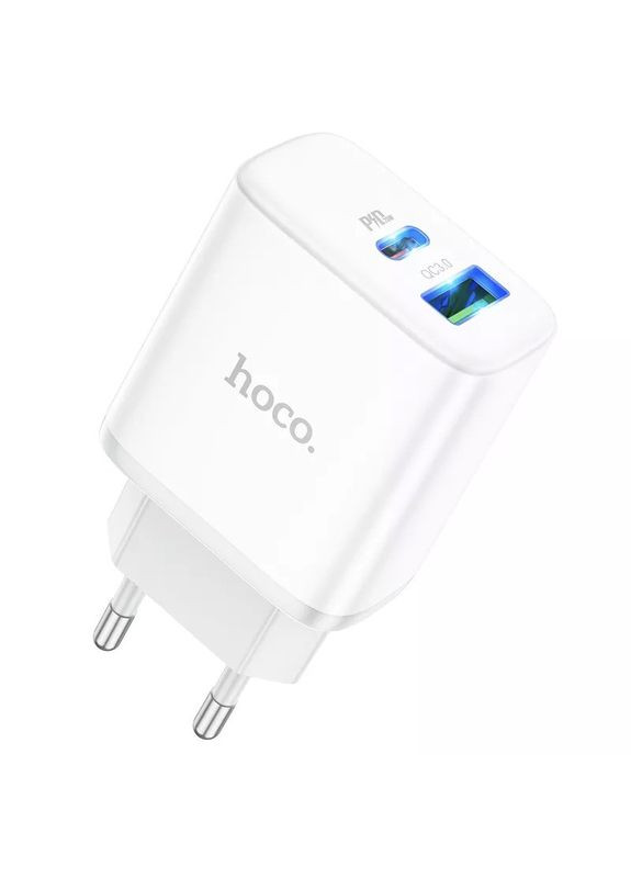 Сетевой адаптер питания C105A 20W Type-C и USB с быстрой зарядкой и кабелем Type-c to Type-c в комплекте Адаптер Hoco (349824279)