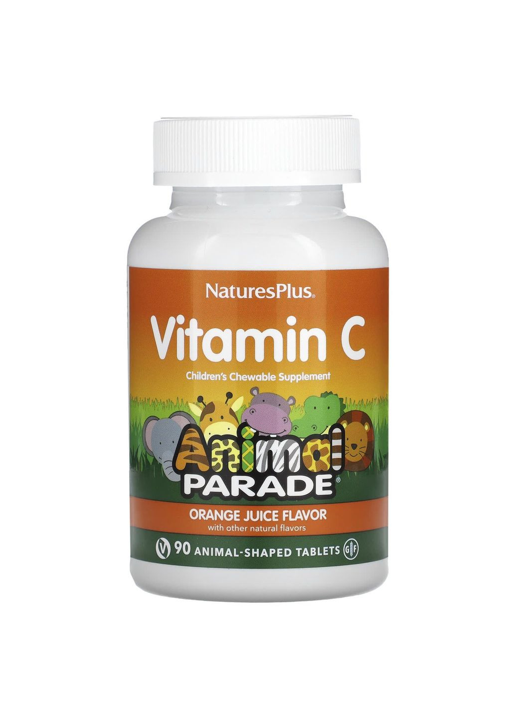 Витамин С, Children's Chewable Vitamin C,, Animal Parade, апельсиновый вкус, 90 жевательных конфет Nature's Plus (351384703)