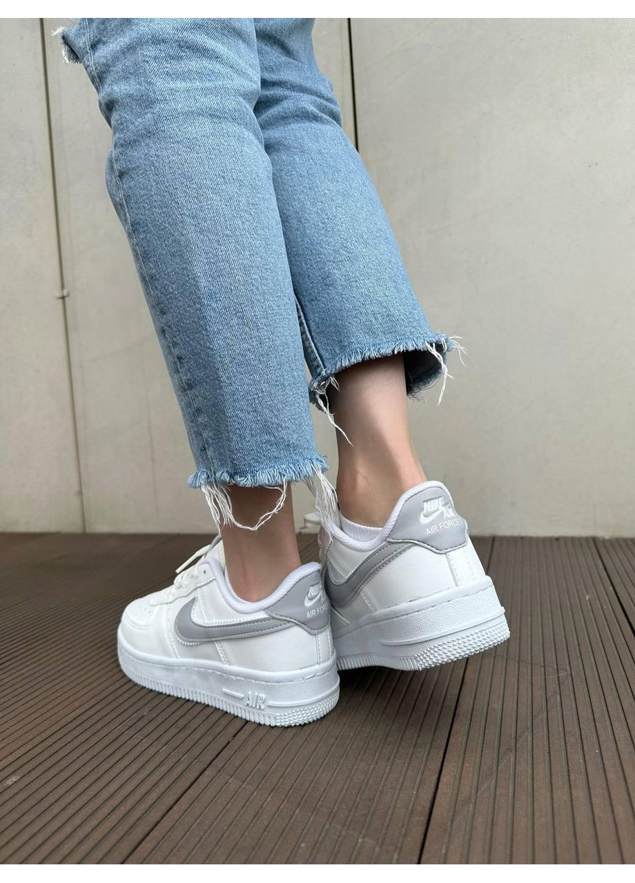 Серые демисезонные кроссовки мужские nike air force 1 low white grey найк аир форс 1 премиум No Brand