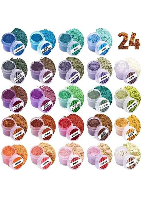 Слюдяной пигментный порошок MC-002, 24 банки по 2,8 грамм No Brand (354754766)