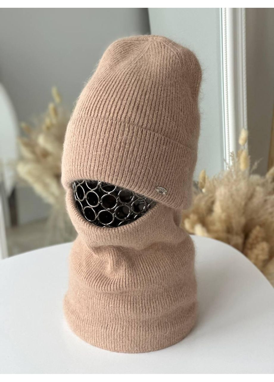 Комплект ангоры, шапка с бафом. Женский теплый зимний комплект шапка с бафом с флисовой подкладкой. Atis (362146285)