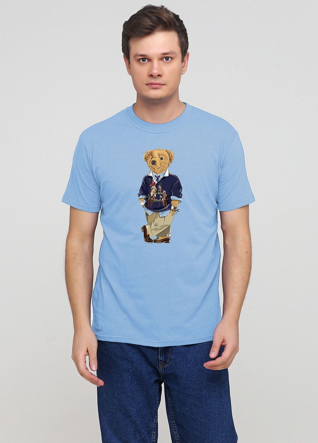 Голубая футболка мужская голубая bear с коротким рукавом Malta