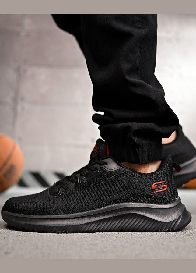 Черные демисезонные мужские легкие кроссовки черные сетка Stilli