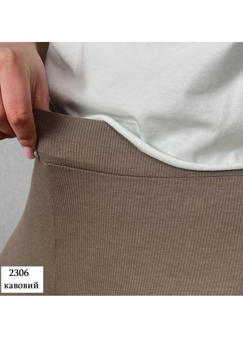 Жіночі сірі лосини в дрібний рубчик стрейч No Brand (395430307)