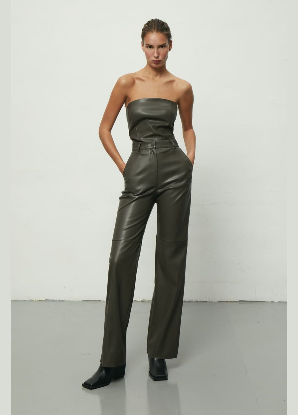 Брюки из эко-кожи Шоколадный 390-23 Papaya (266133114)