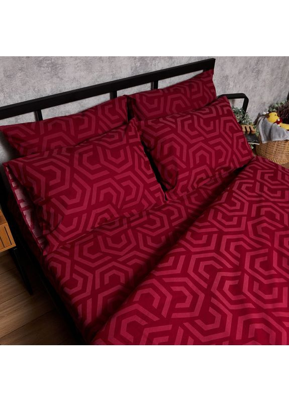 Комплект постільної білизни Бязь Gold Люкс «» Сімейний 143х210х2 наволочки 2х40х60 (MS-820006115) Moon&Star Burgundy Charm (356114066)