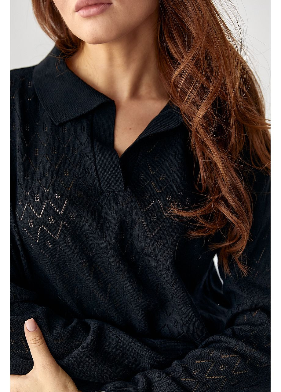 Кофта-поло з ажурної в'язки No Brand (354780496)