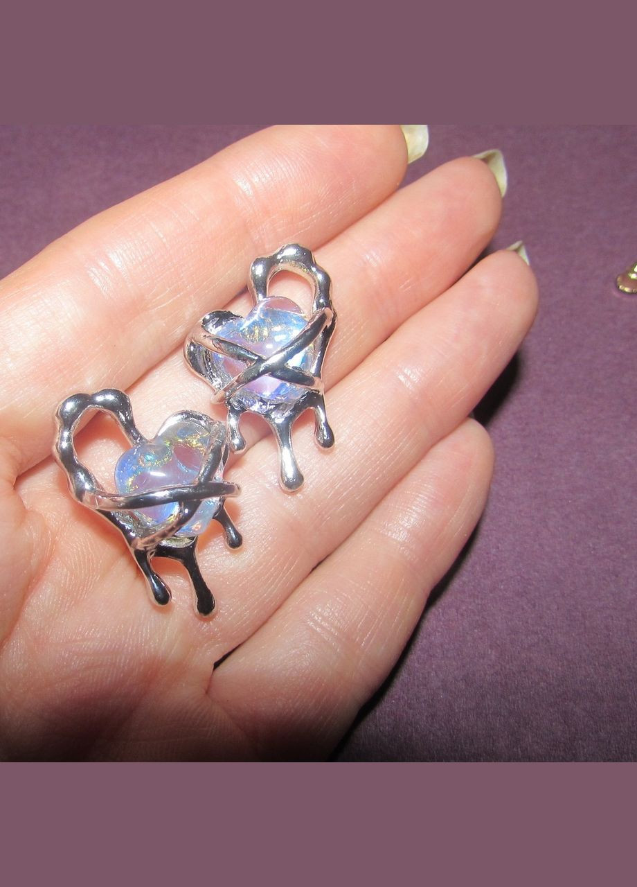 Серьги сердца в каплях с кристаллами, 5250 Fashion Jewelry (338431220)