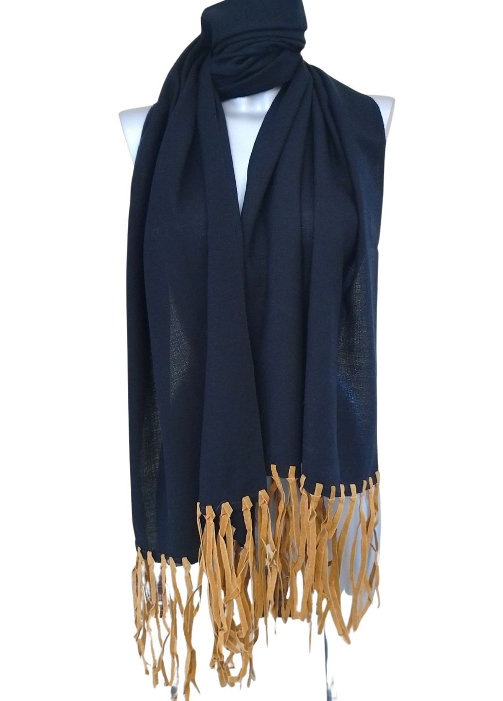 Жіноча шаль з світло-коричневою бахромою JAGO (285875344)