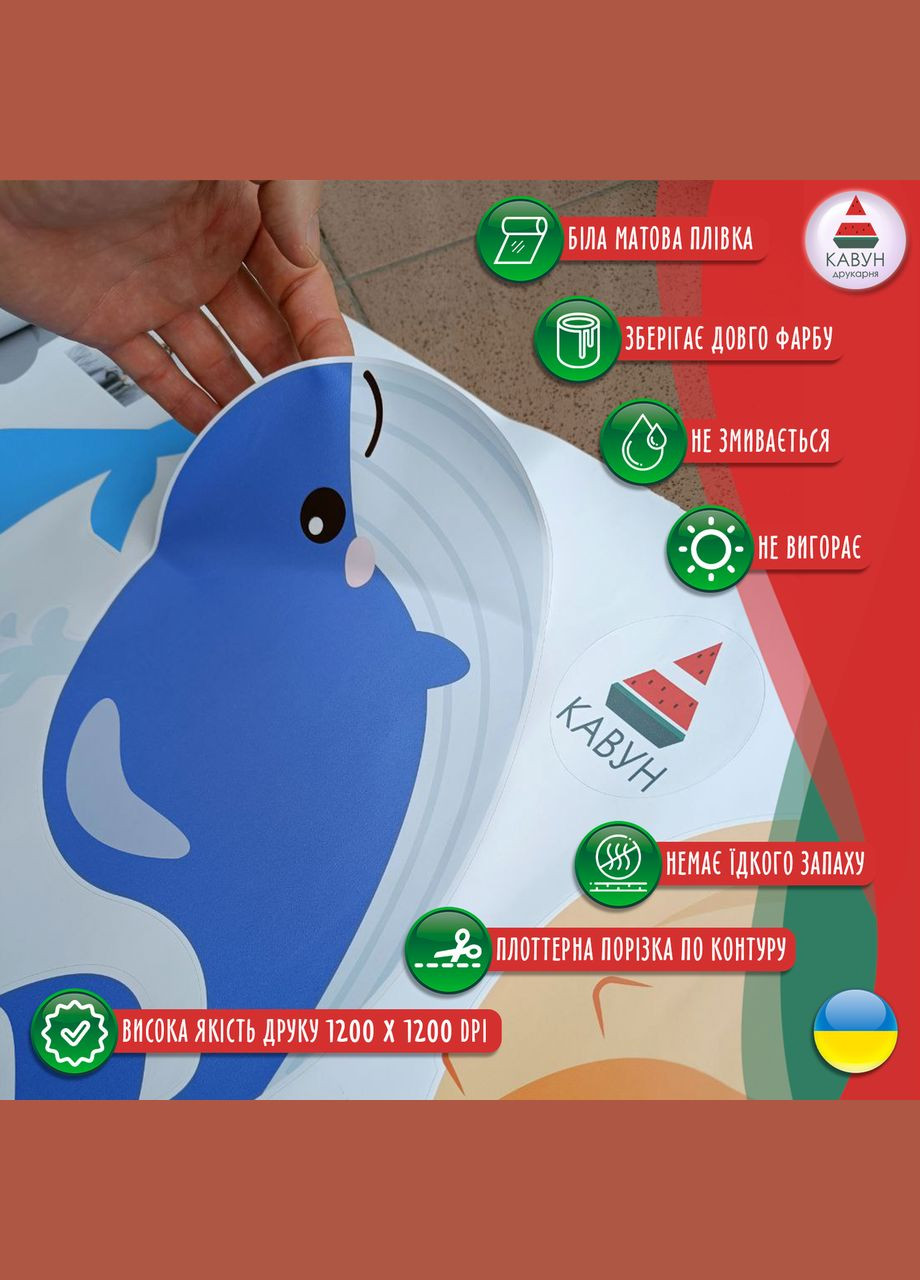 Вінілова інтер'єрна на стіну та шпалери (скло, меблі, дзеркало, метал) "Будинки міста" з оракала Кавун наклейка (316189557)