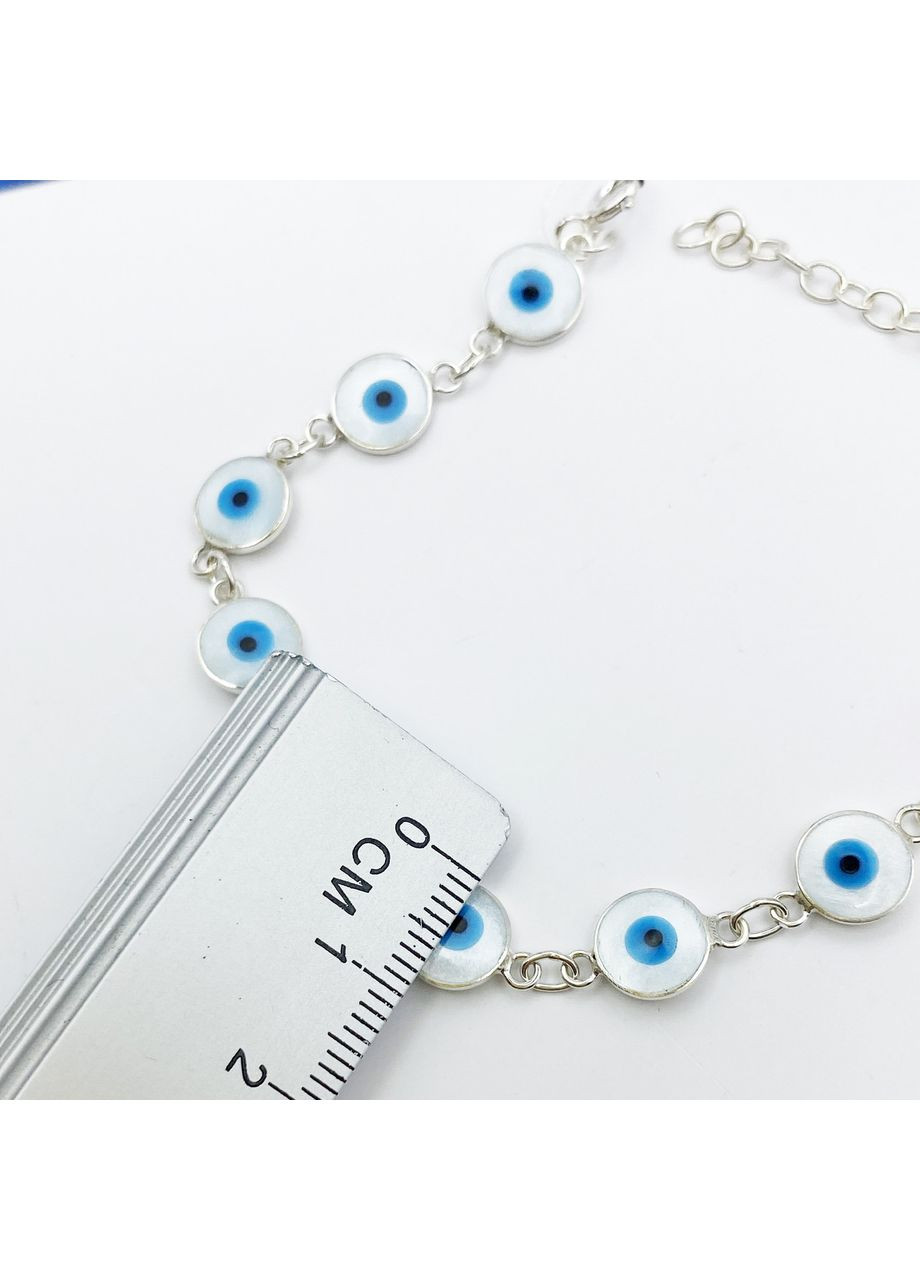 Браслет срібний з перлпамутром "Око Фатіми" 17+3 см 3,8 г No Brand (370565219)