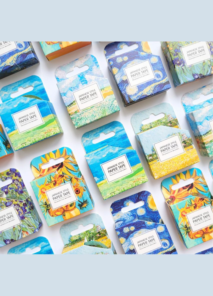 Декоративний скотч для творчості 5 м з картиною Пшеничне поле з кипарисами Вінсент ван Гог No Brand (322872561)