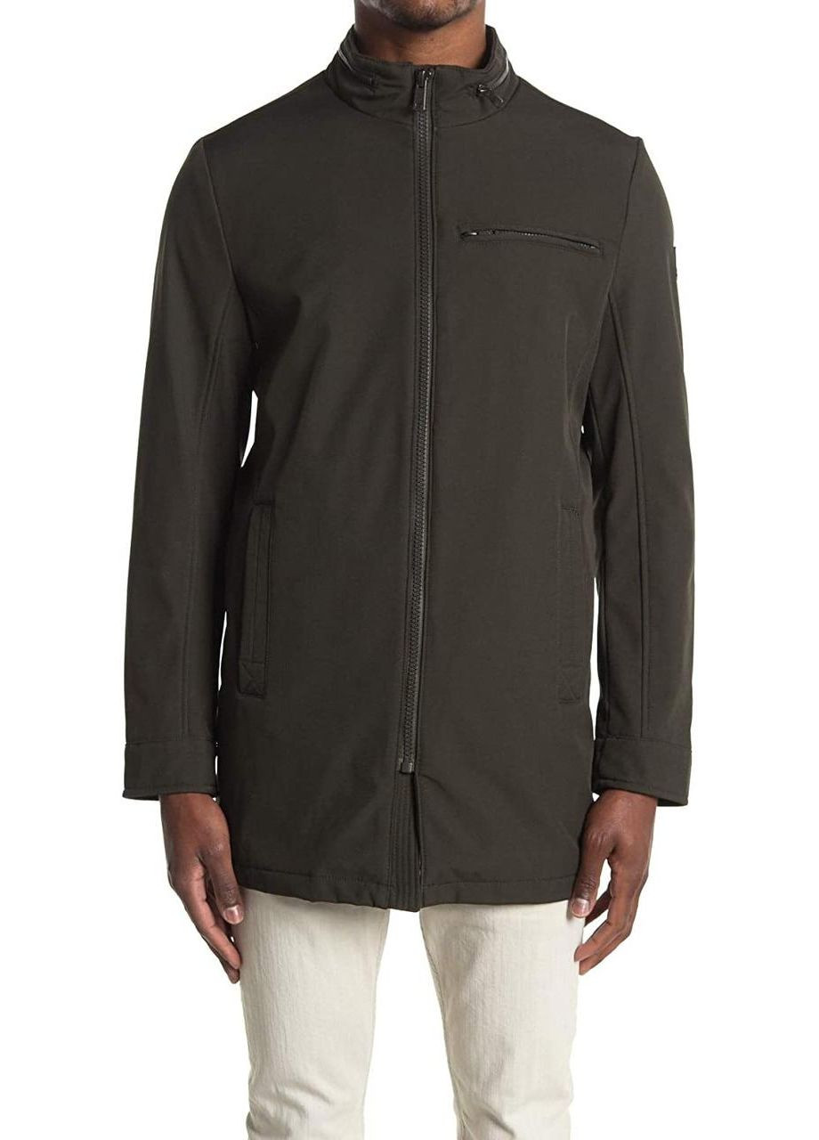 Комбінована демісезонна чоловіча куртка new york, непромокальна, softshell, темно-зелений, розмір m Kenneth Cole slim fit