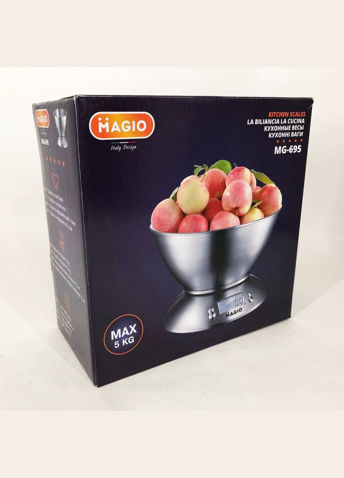 Весы кухонные на 5 кг из нержавеющей стали MG-695, весы мини, Весы кухонные со съемной чашей Magio (364665667)
