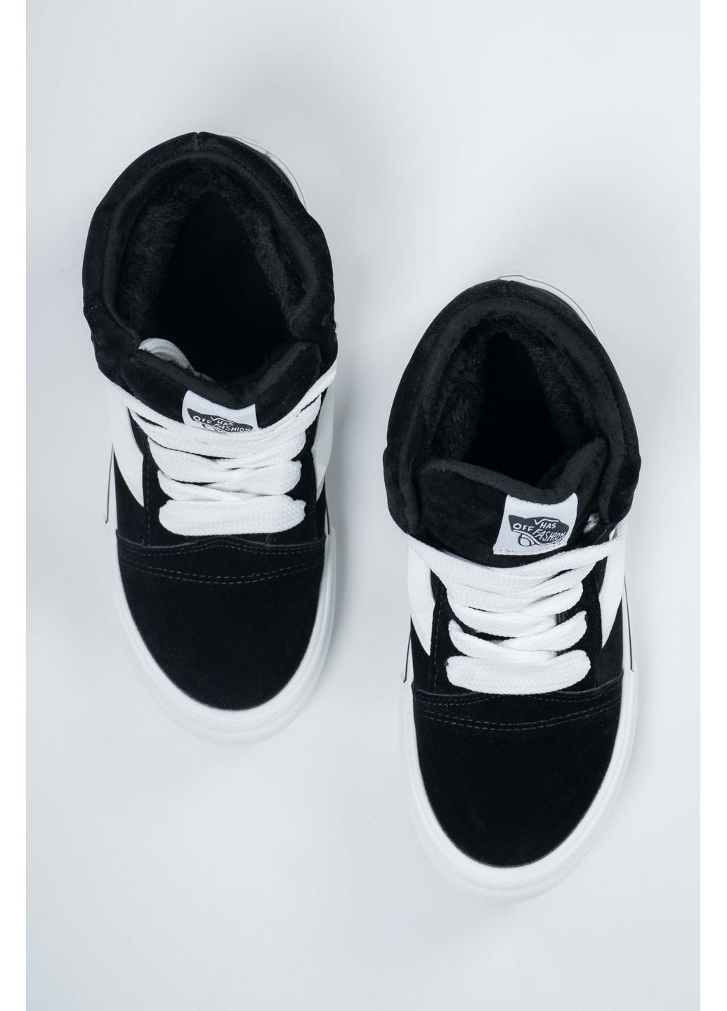 Черные кеды женские высокие черные зимние на меху 346877 Fashion