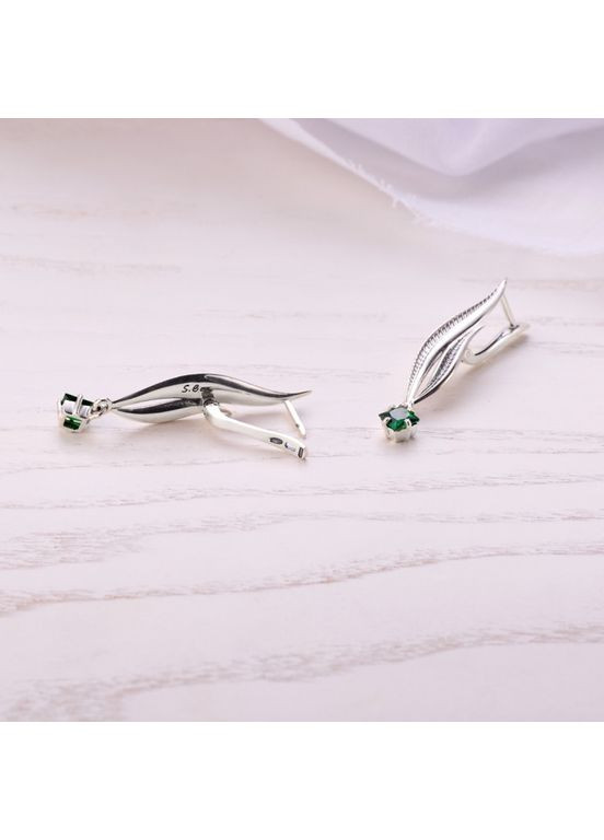 Серьги серебряные Вербочка Emerald 925 Zirkon Skifska Etnika (364203077)
