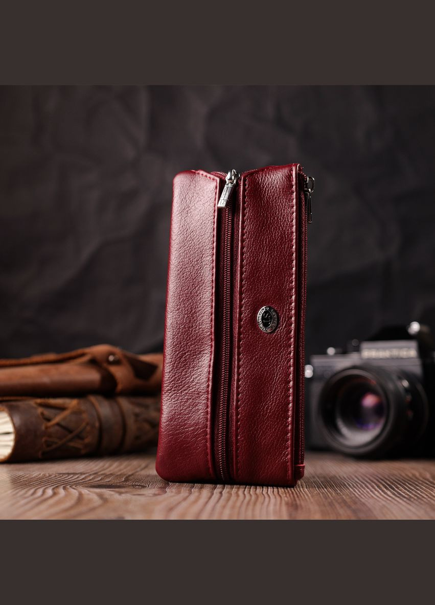 Вместительная ключница из натуральной кожи 22508 Бордовый st leather (331908079)