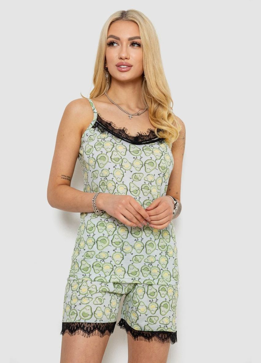 Оливкова піжама жіноча з принтом Good Night 243R2125