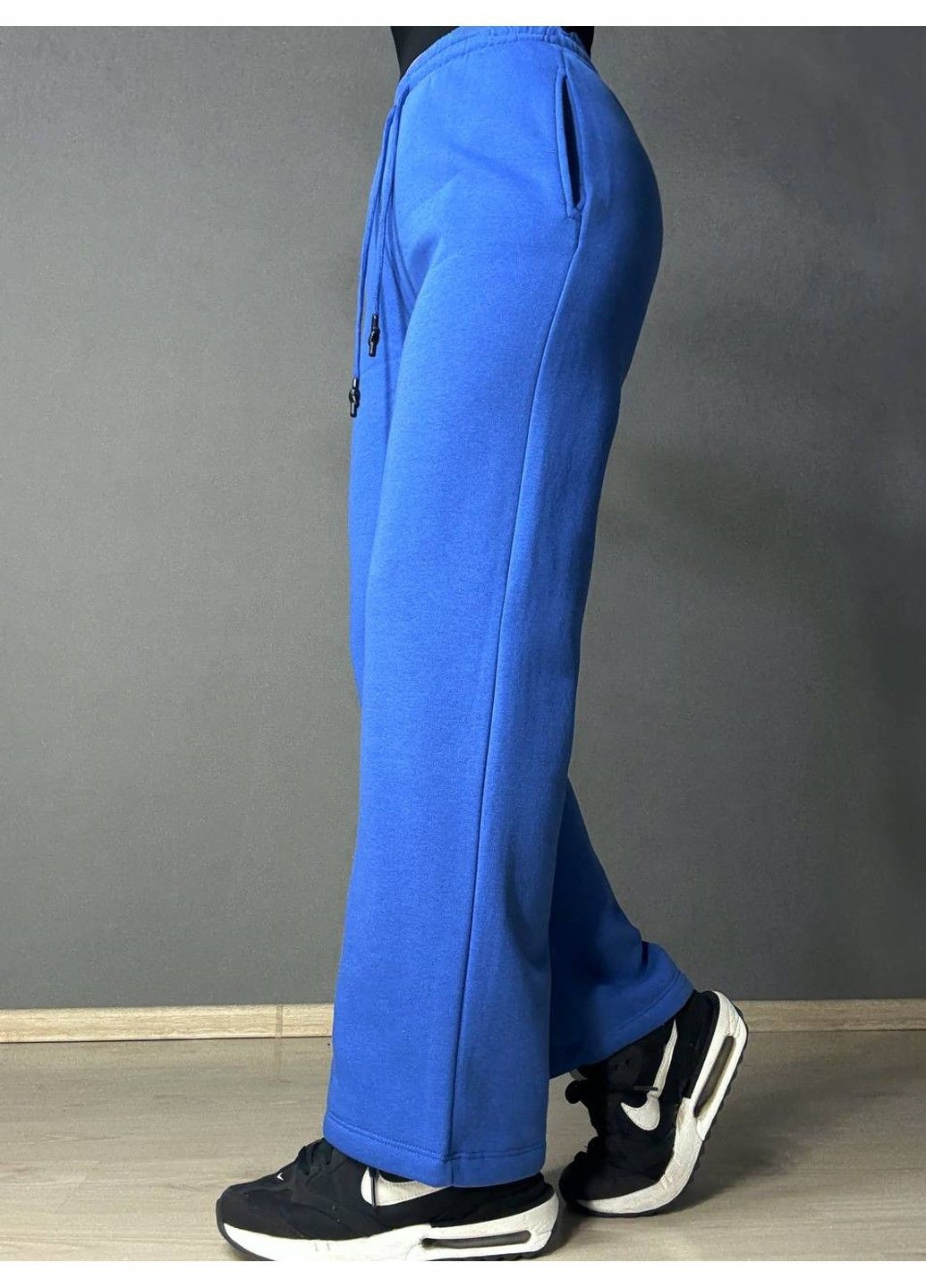 Штаны женские 2236 спортивные кюлоты укороченные на флисе синие Olivia (355803839)