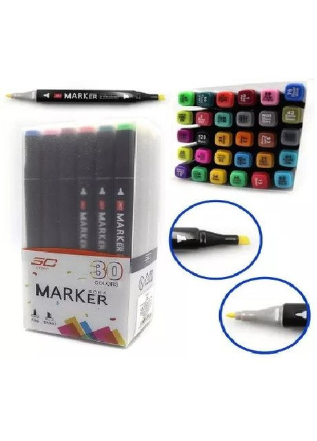 Скетч маркер двосторонній 30 кольорів набір квадратна форма корпусу 736830 Josef Otten (280927779)