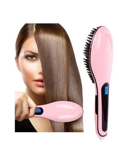 Гребінець випрямляч електричний HQT-906 для всіх видів волосся Рожевий Good Idea (325219444)