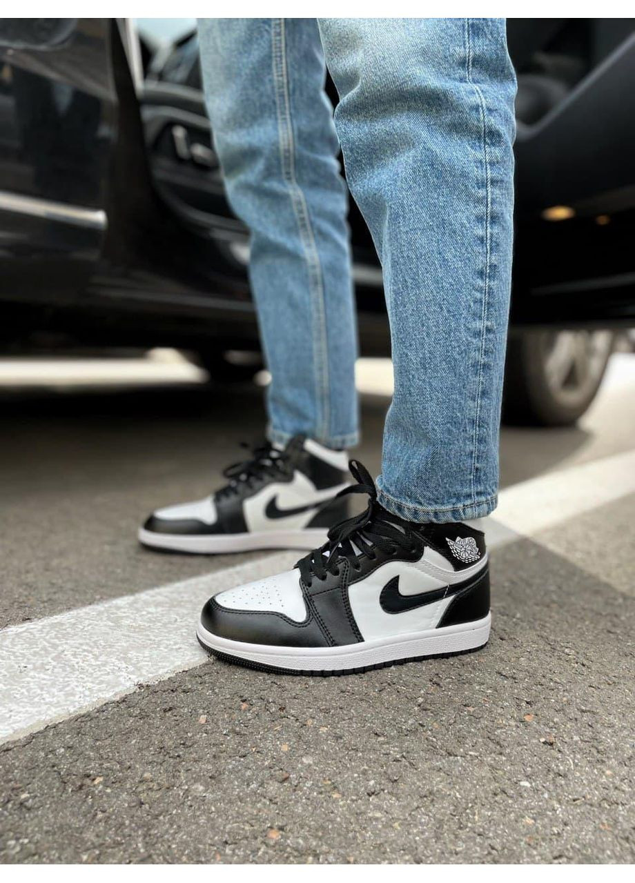 Черные демисезонные кроссовки мужские nike air jordan 1 retro mid black white найк аир джордан No Brand
