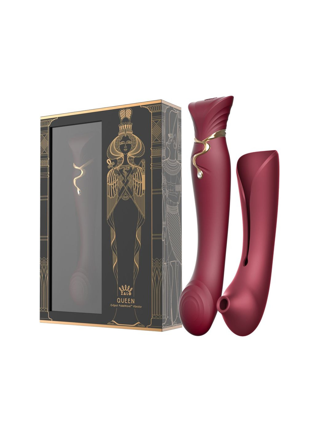 Смартвібратор 3в1 Queen Wine Red, пульсівна перлина та вакуум, кристал Swarovski Zalo (296627036)