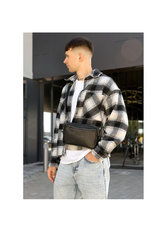 Чоловіча шкіряна сумка бананка Harvi чорна Sambag (322870618)