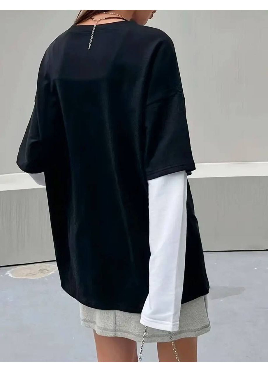 Лонгслів у стилі з ефектом двох шарів із двонитки — ЗАМІР В ОПИСІ GD/GL Модний простір (370146664)