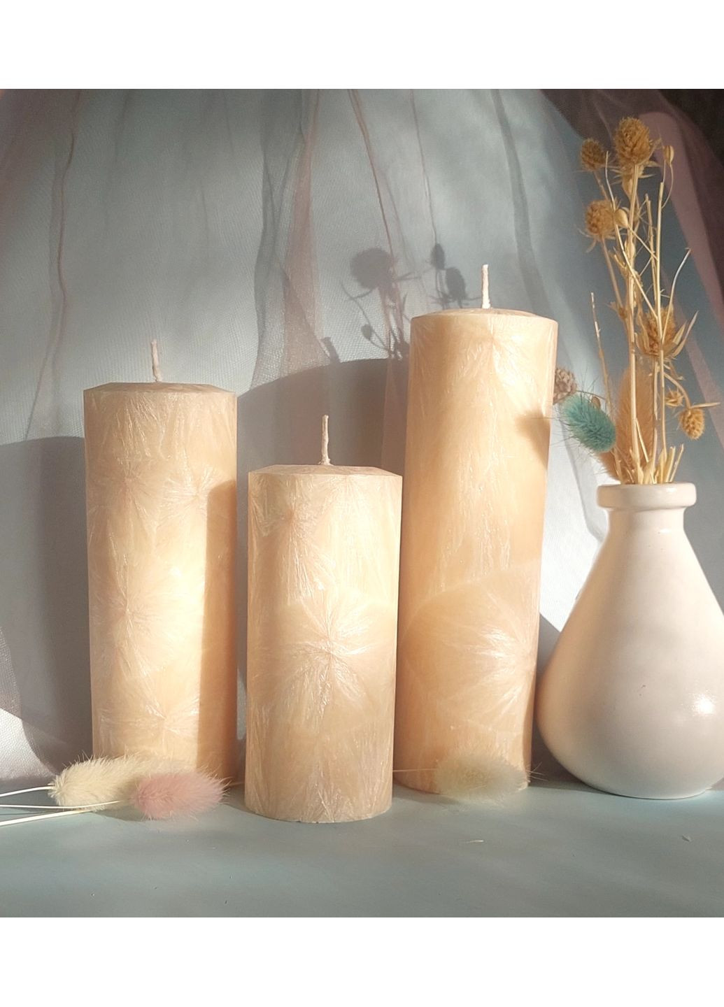 Набір Свічок пальмові декоративні Агат 3 шт 180 год Vintage (372130606)