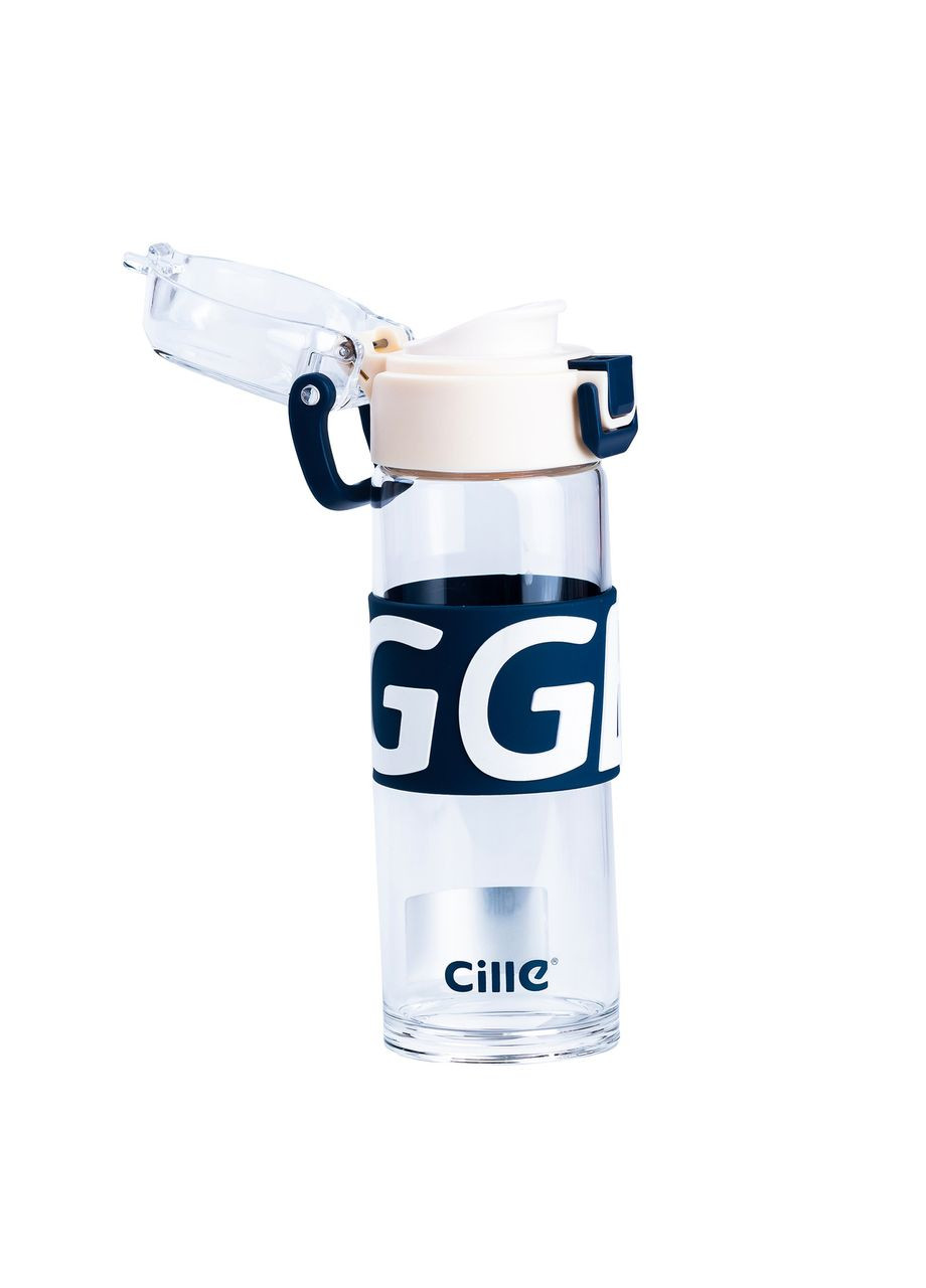 Бутылка для воды 460 мл стеклянная с пластиковой крышкой Белый Jooki (357206407)