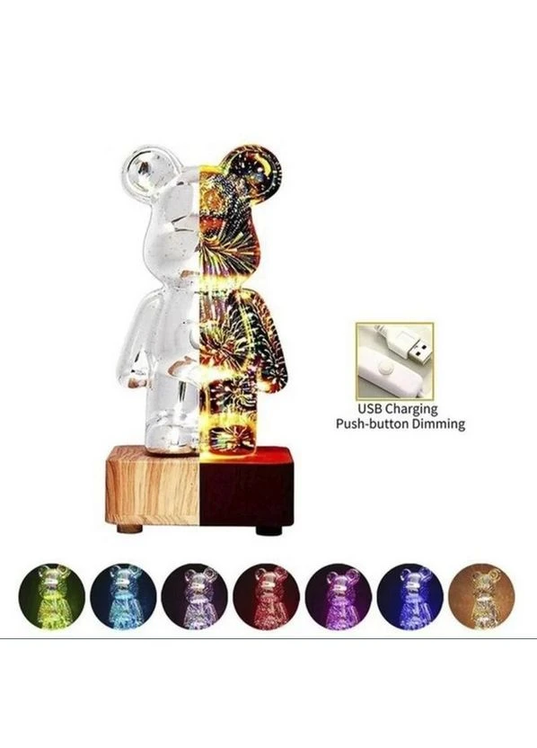 LED Нічник від USB Кришталевий Ведмедик Bearbicks 8 кольорів No Brand (303776775)