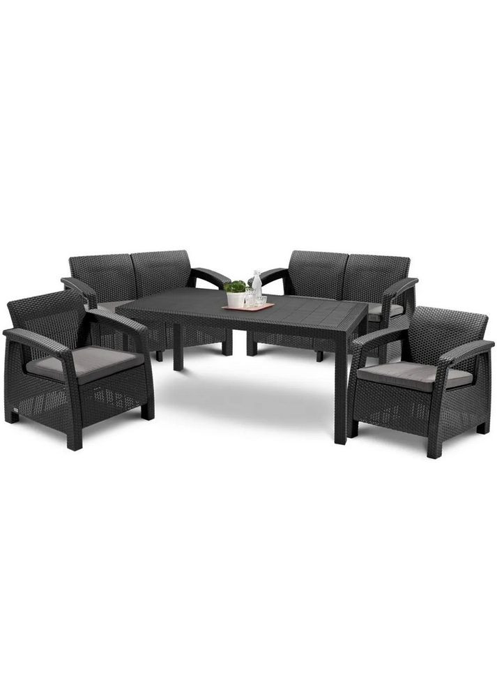 Комплект садовой мебели Corfu Fiesta Set 2 дивана + 2 кресла + 1 стол графит 223216 Keter (317306178)