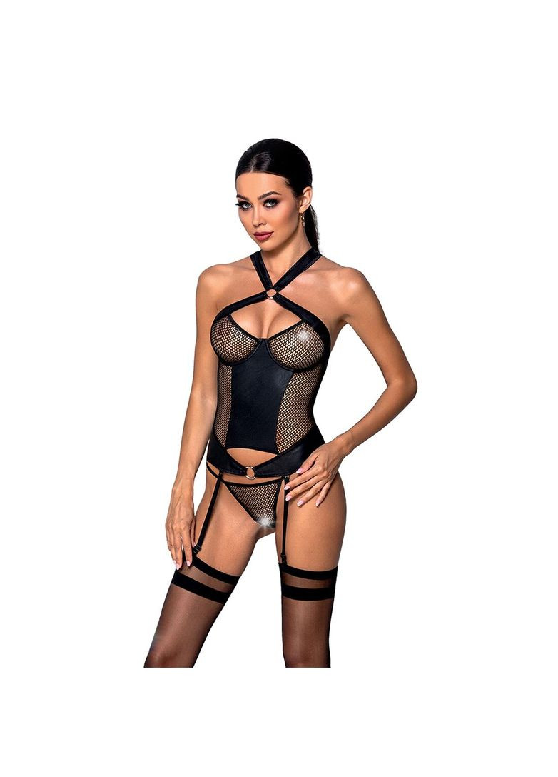 Сетчатый комплект корсет с халтером Amanda Corset black - CherryLove Passion (282966267)